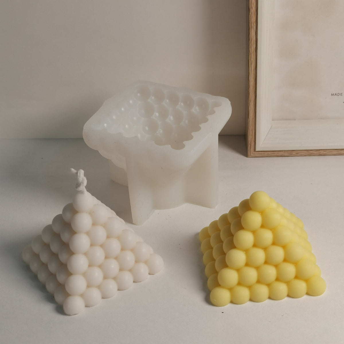 Bubble Pyramid Candle Silicone Mold h06