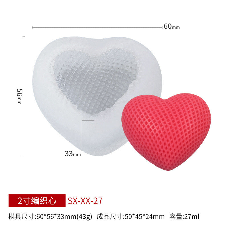 Grid Heart Shape Candle Silicone Molds h05
