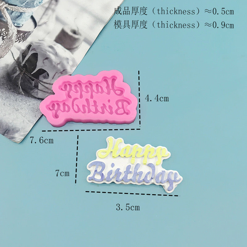 Happy Birthday Silicone Mold i07