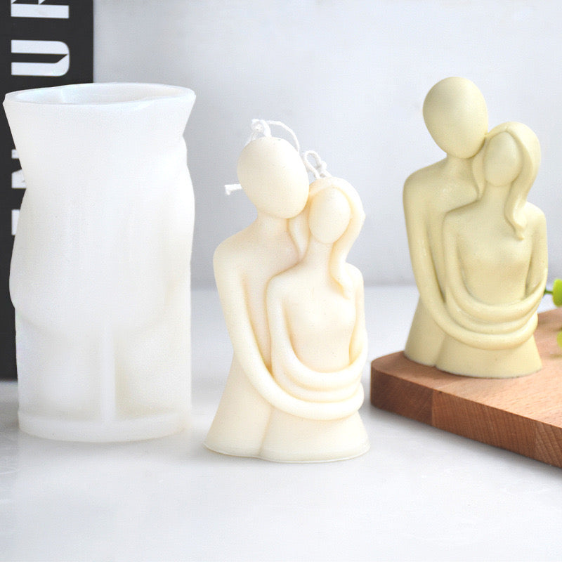Embracing Couple Candle Silicone Mold h08