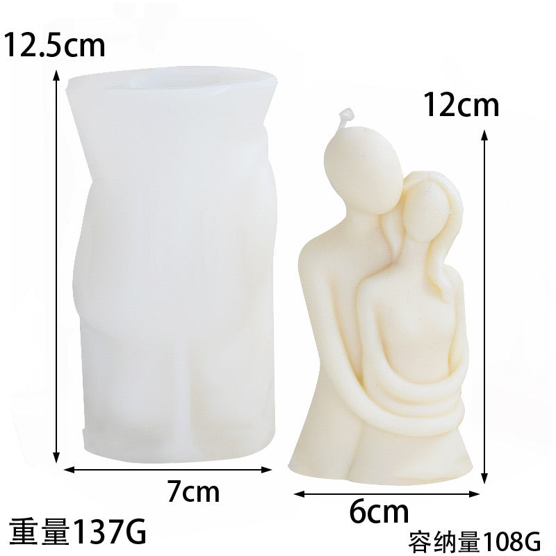 Embracing Couple Candle Silicone Mold h08