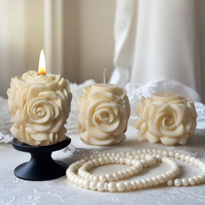 Twin Rose Candle Silicone Mold h01