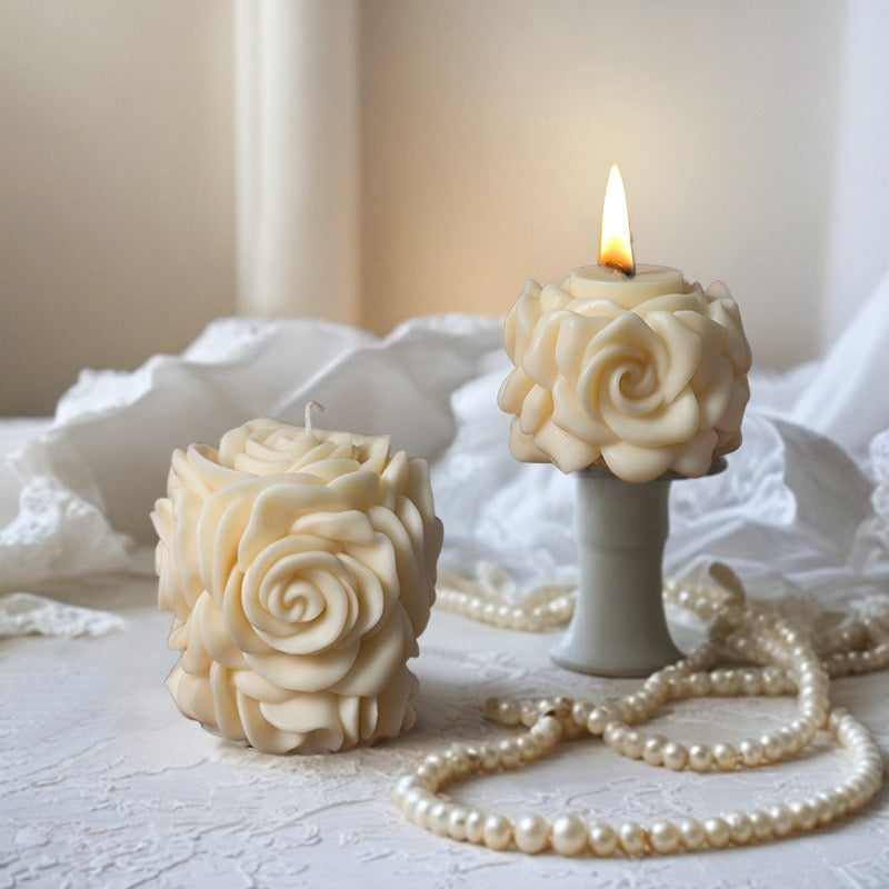 Twin Rose Candle Silicone Mold h01