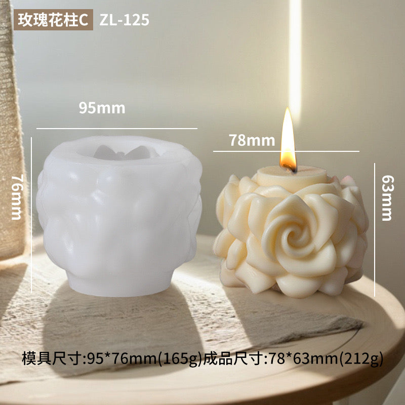 Twin Rose Candle Silicone Mold h01