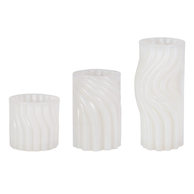 Wave-shaped cylindrical Candle Silicone Mold h07