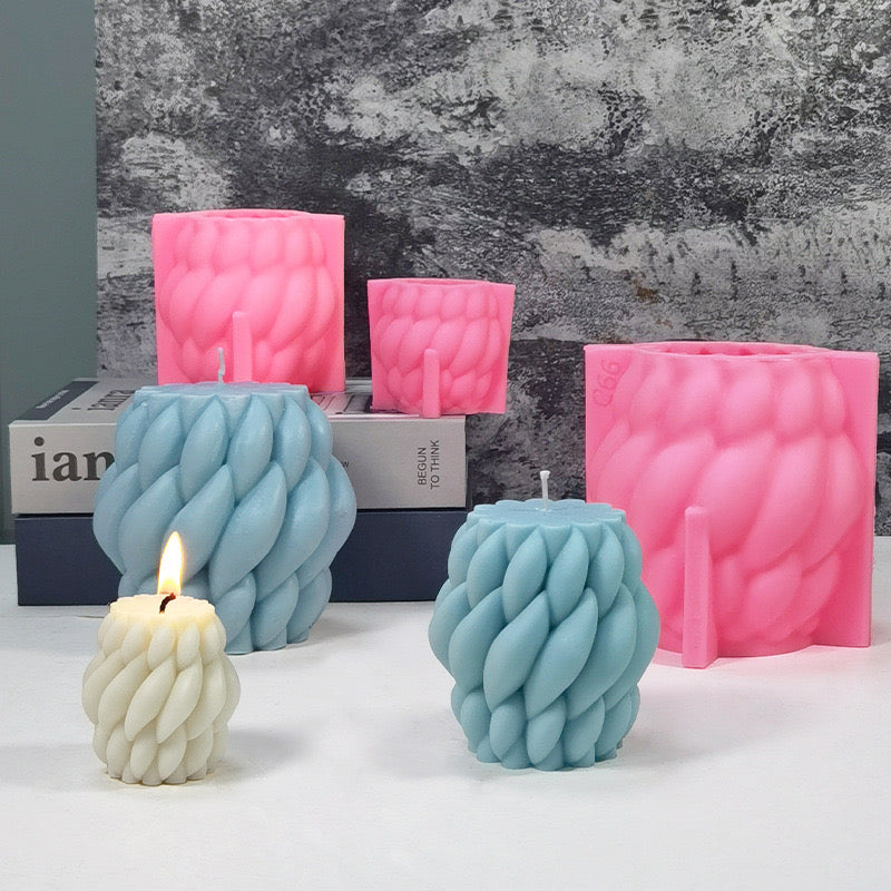 Pink Geometric Twirl Candle Silicone Mold h010