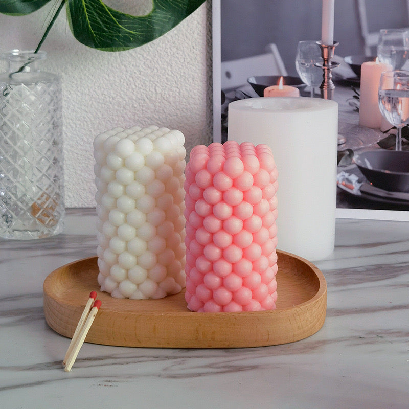 Bubble  Cylindrical Candle Silicone Mold h06
