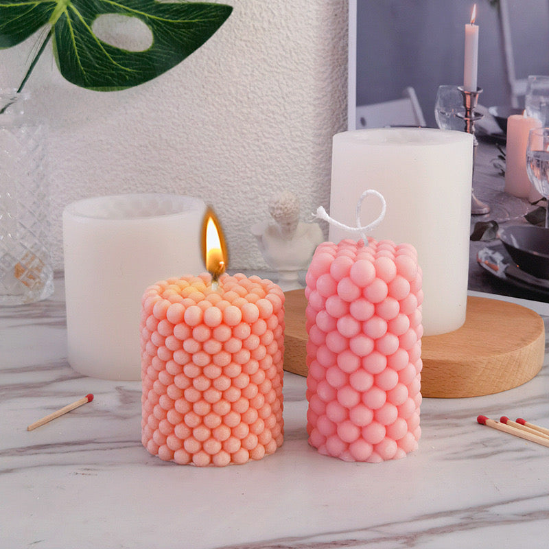 Bubble  Cylindrical Candle Silicone Mold h06