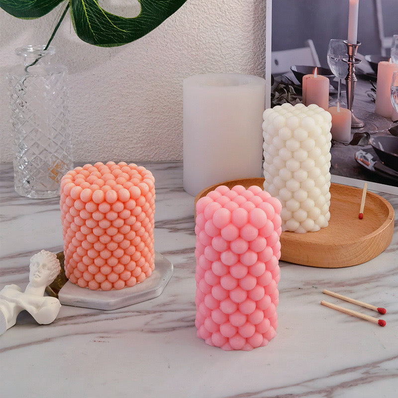 Bubble  Cylindrical Candle Silicone Mold h06