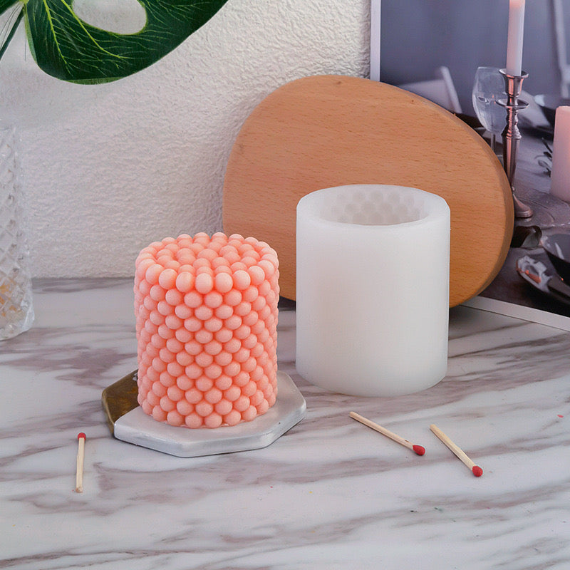 Bubble  Cylindrical Candle Silicone Mold h06