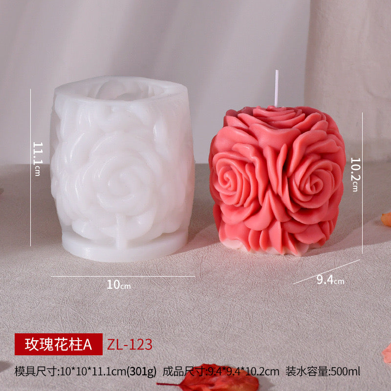 3D Rose Candle Silicone Mold h01