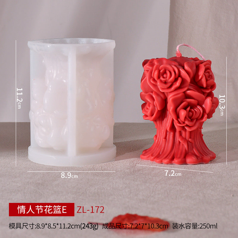 3D Rose Candle Silicone Mold h01