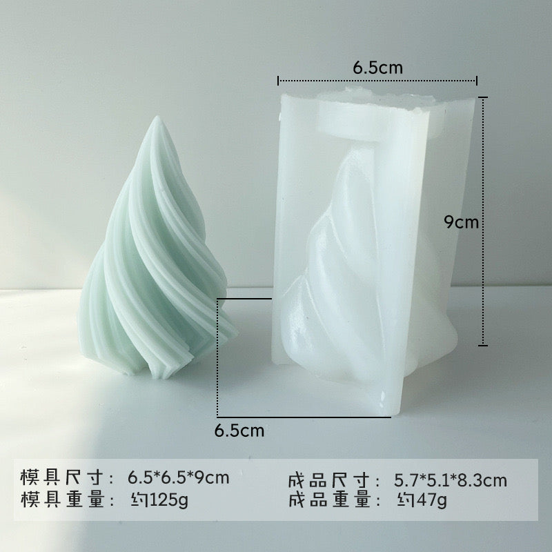 Spiral Triangle Candle Silicone Mold h01