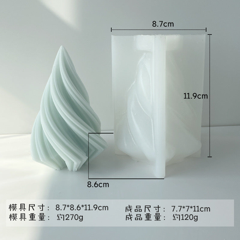 Spiral Triangle Candle Silicone Mold h01