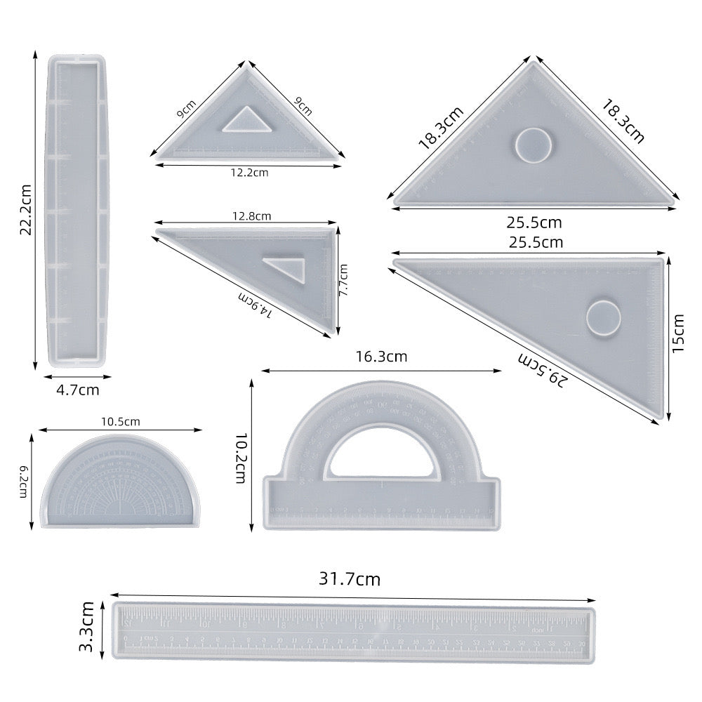 Ruler and Math Set Silicone Mold a13