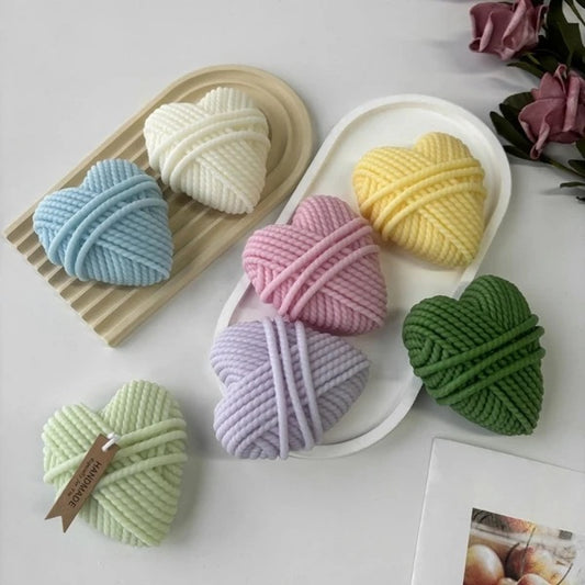 Wool Heart Shaped Candle Silicone Mold h03