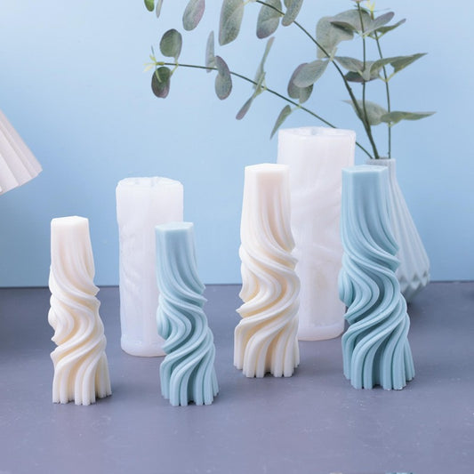 Striped Cylinder Pillar Candle Silicone Mold h07