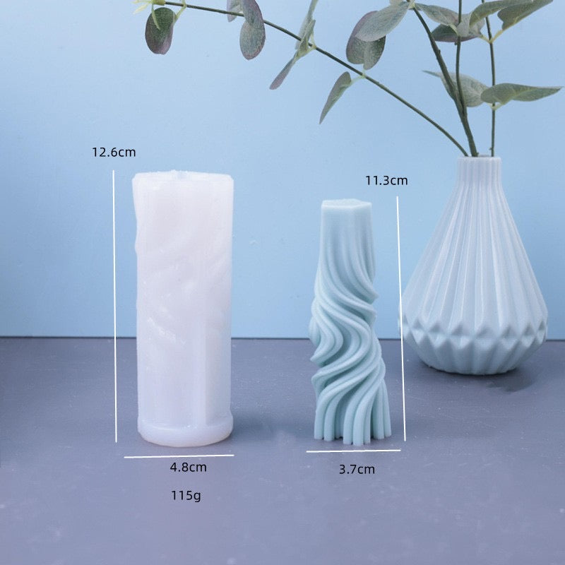 Striped Cylinder Pillar Candle Silicone Mold h07
