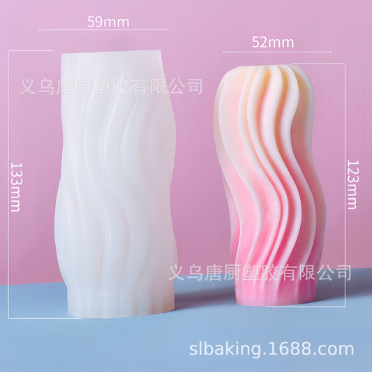 Wavy Striped Pillar Candle Silicone Mold h07
