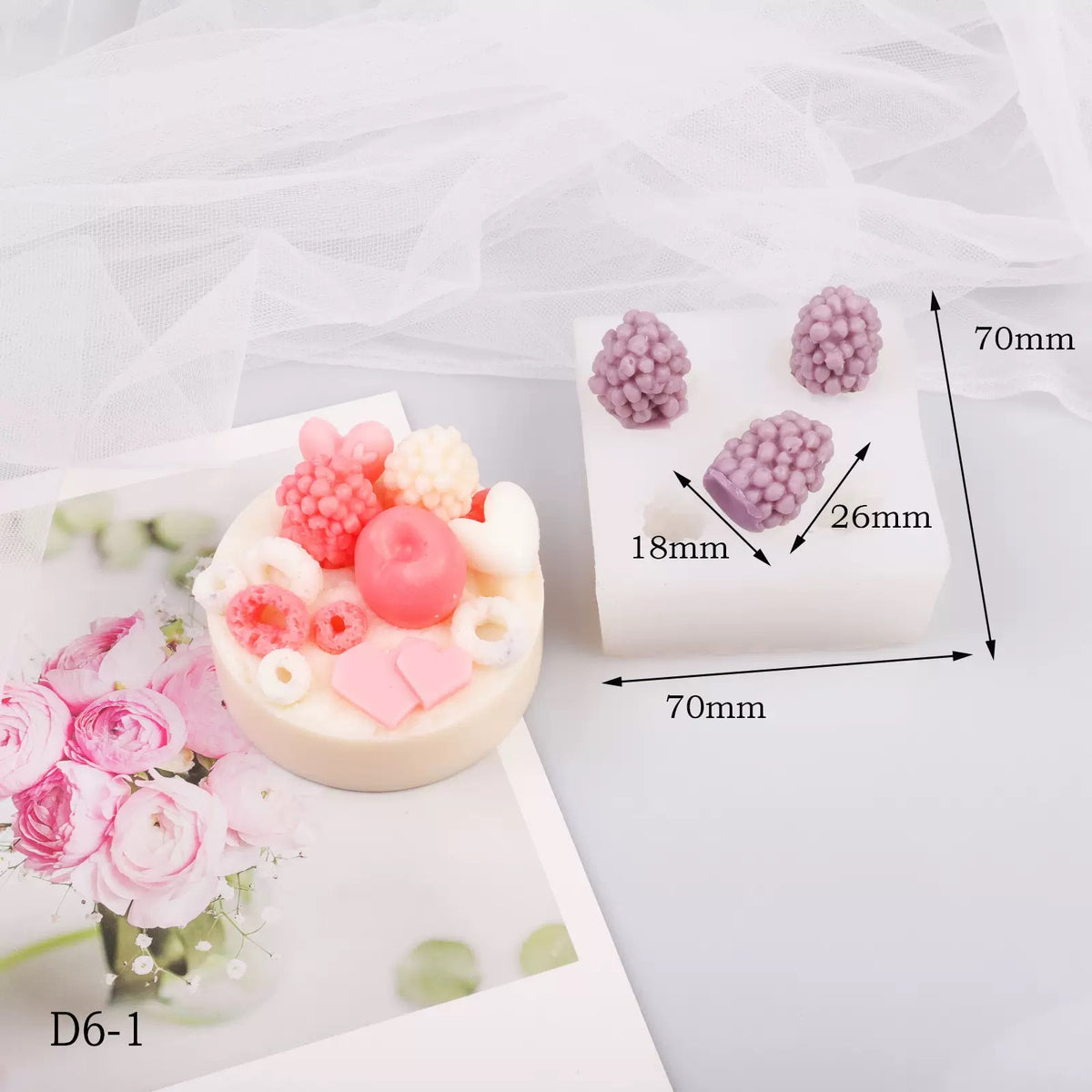 Round Cake Raspberry Candle Silicone Mold h014/h015