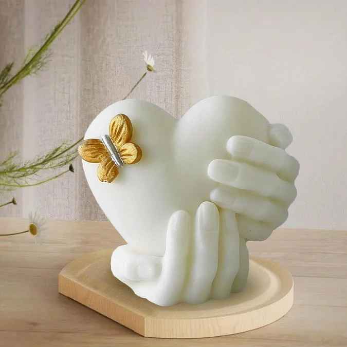 Handheld Heart Candle Silicone Mold h04