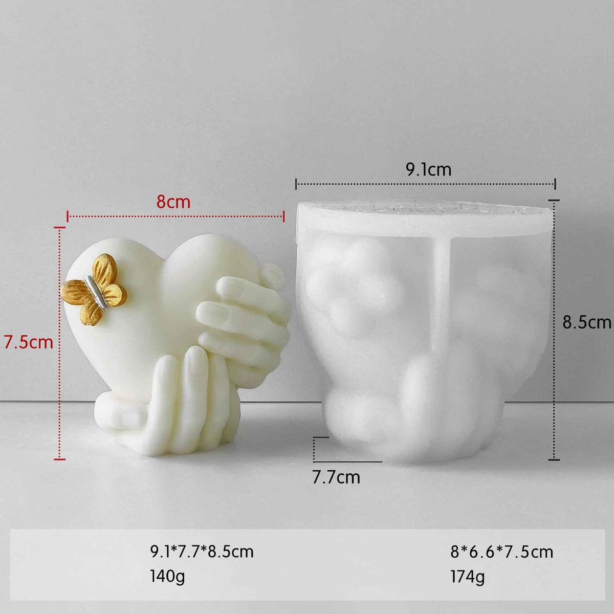 Handheld Heart Candle Silicone Mold h04
