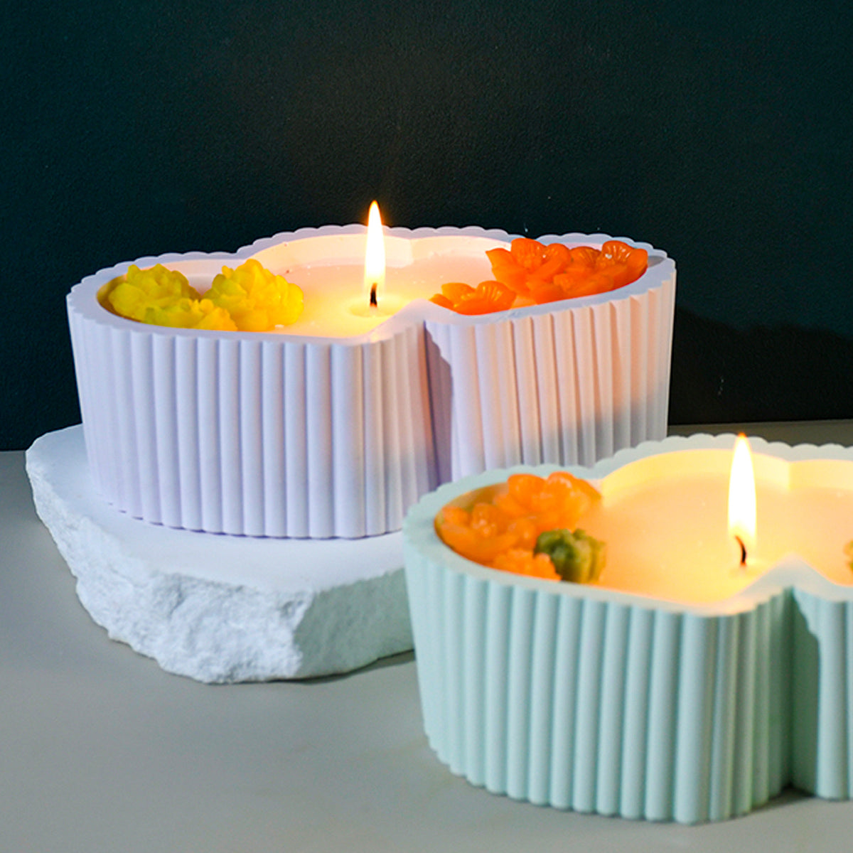 Double Heart Candle Jar Mold f07