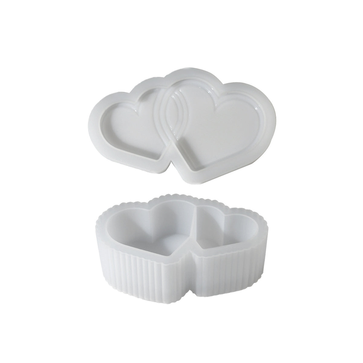 Double Heart Candle Jar Mold f07
