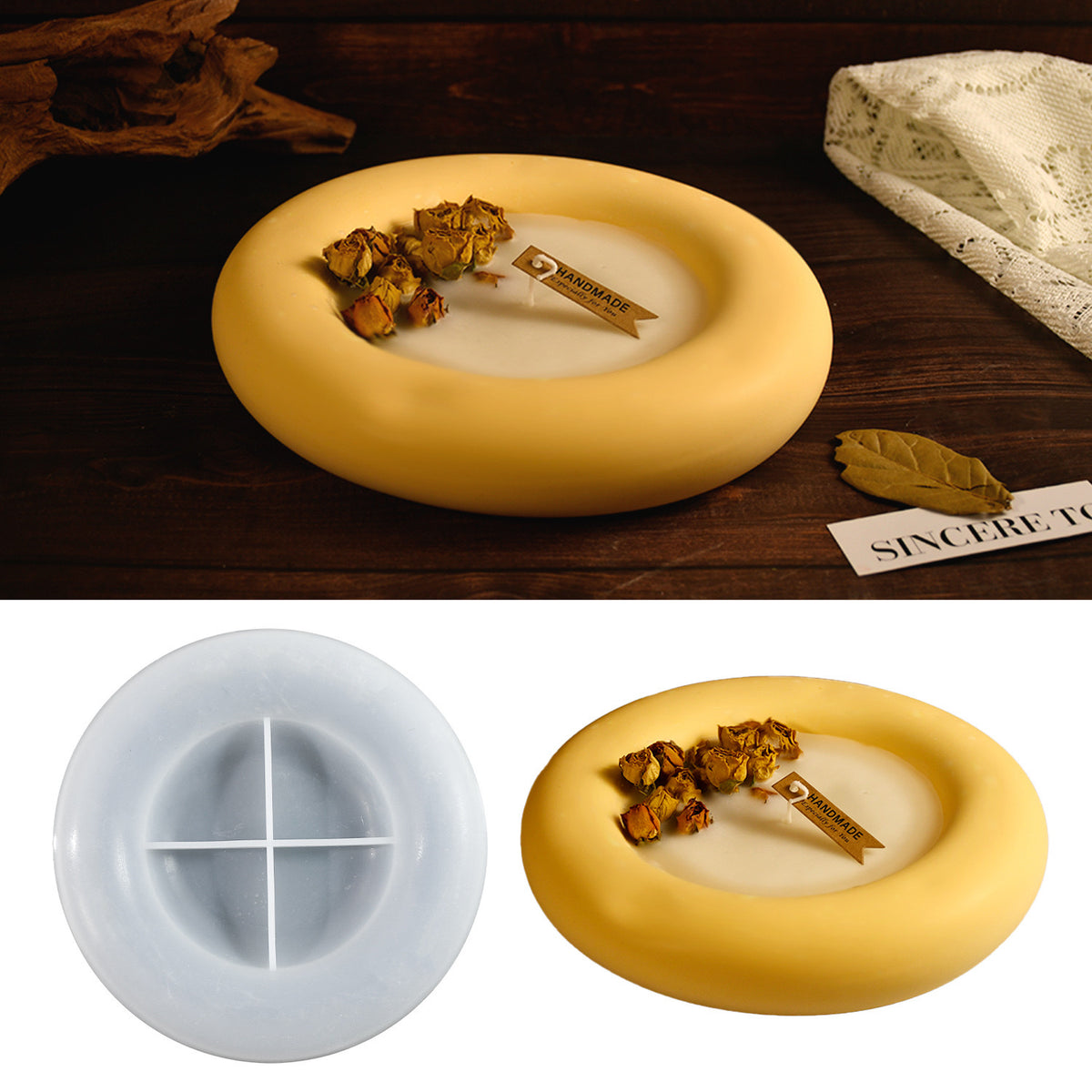 Round Trinket Dish Candle Bowl Mold f02