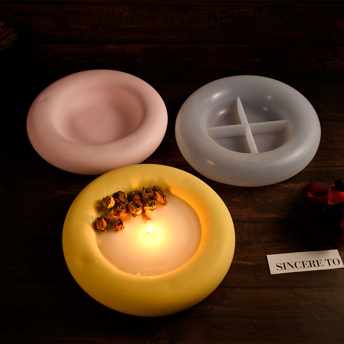 Round Trinket Dish Candle Bowl Mold f02