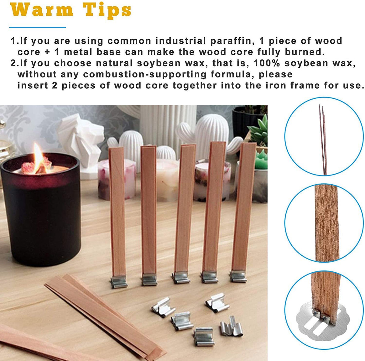 5pcs Wood Candle Wicks