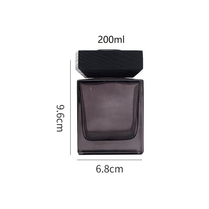 Black Cube Diffuser Glass Bottle/Jar + Wooden Cover