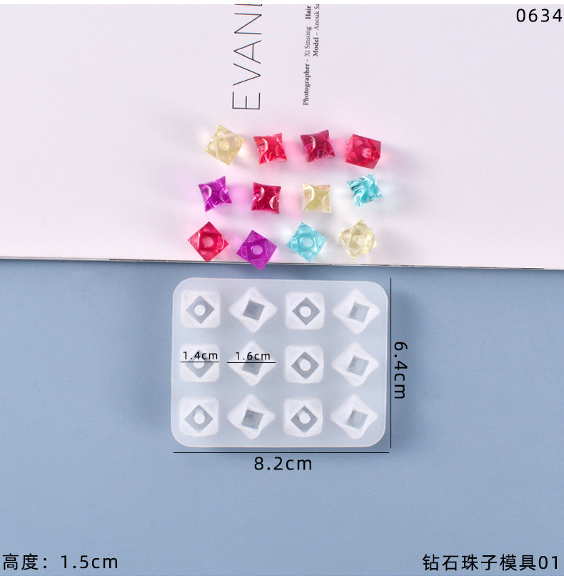 Bead Silicone Mold (Diamond Cut) 1d - 1f