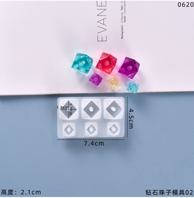 Bead Silicone Mold (Diamond Cut) 1d - 1f
