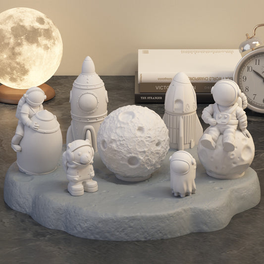 Astronaut Moon Rocket Among Us Decor Silicone Mold h015