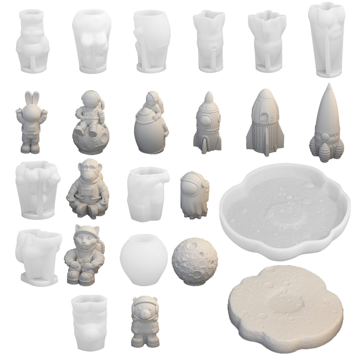 Astronaut Moon Rocket Among Us Decor Silicone Mold h015