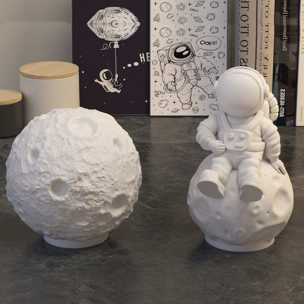 Astronaut Moon Rocket Among Us Decor Silicone Mold h015