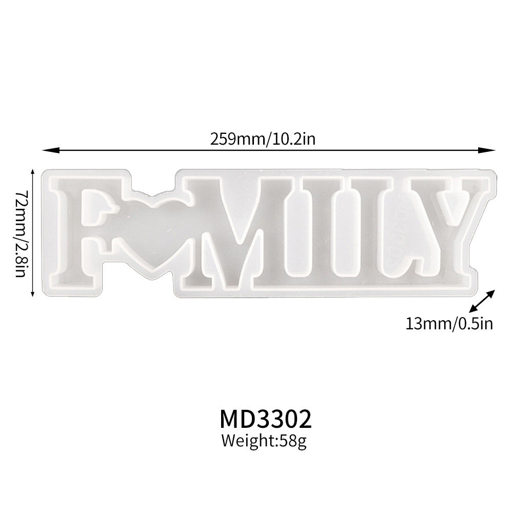 Love Family Home Decor Silicone Mold c010
