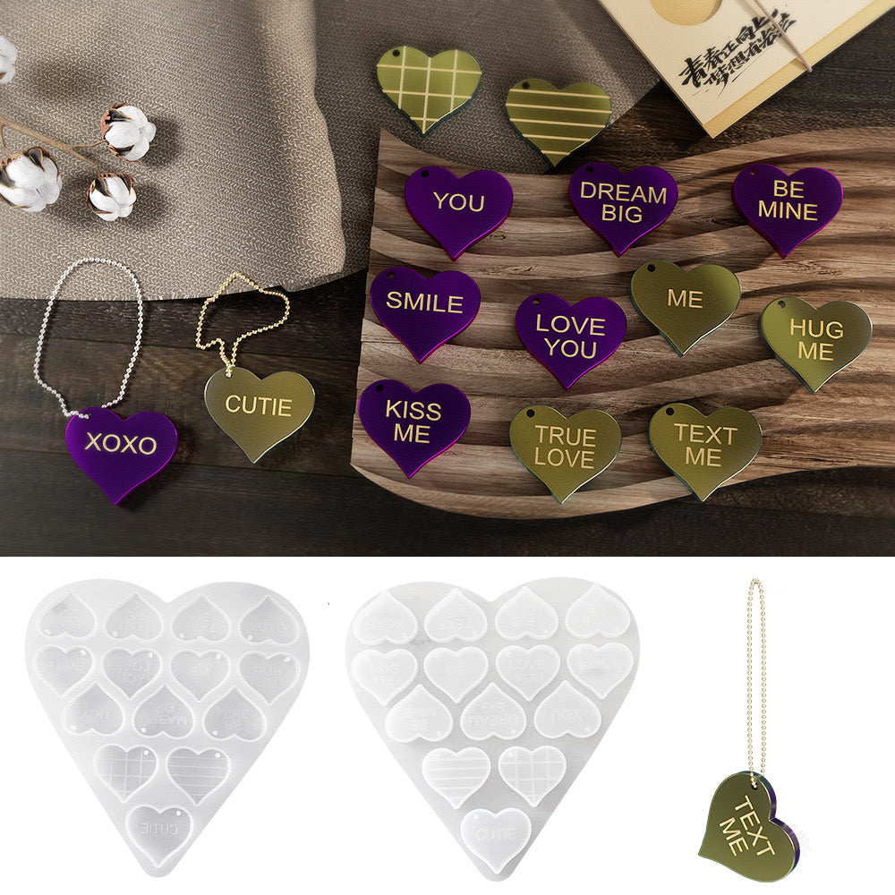 Mini Heart Keychain Charm Silicone Mold d04