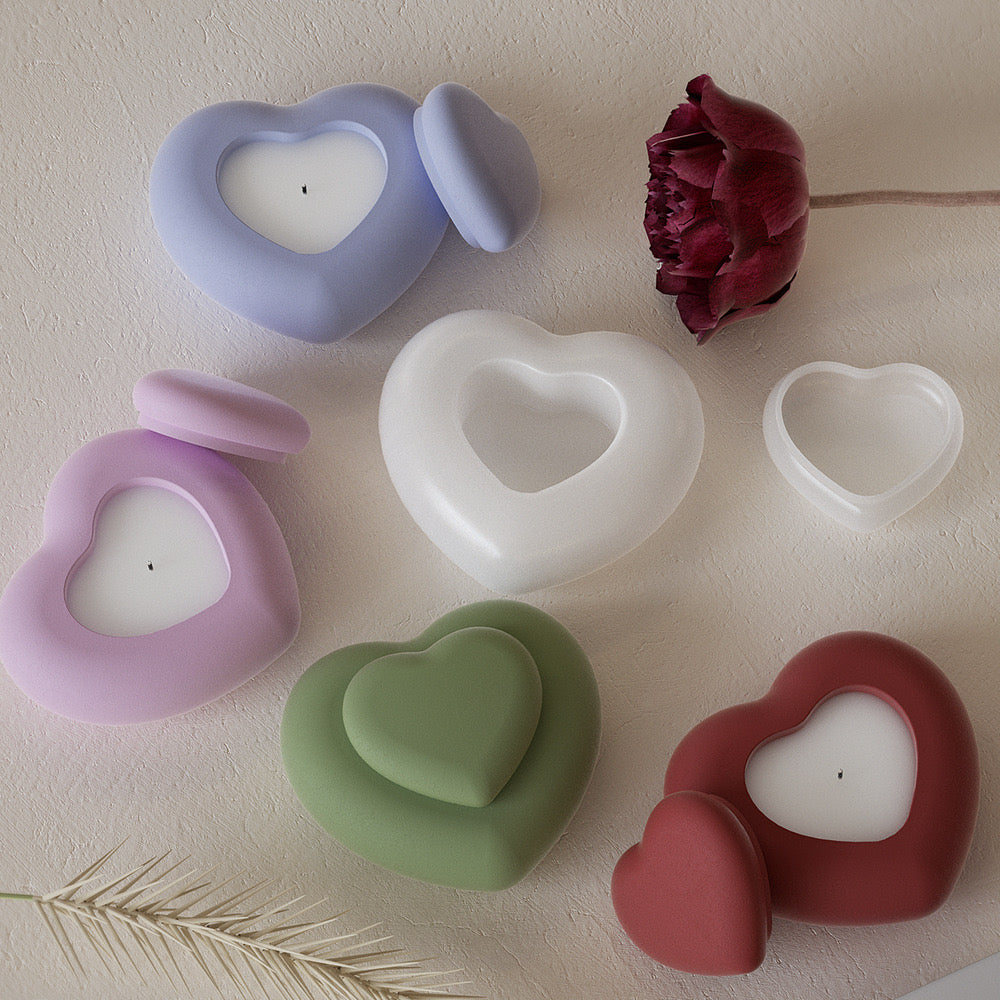 Heart Storage/ Candle Jar Silicone Mold b04