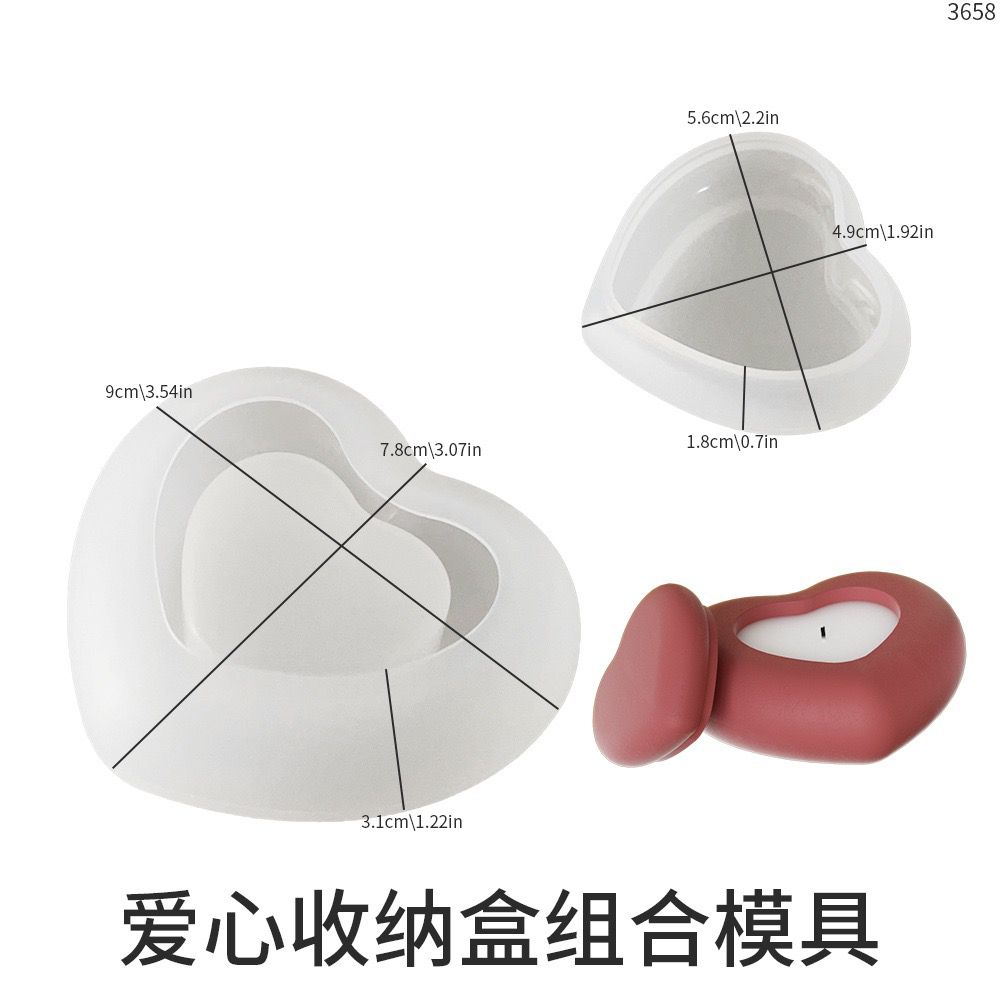 Heart Storage/ Candle Jar Silicone Mold b04