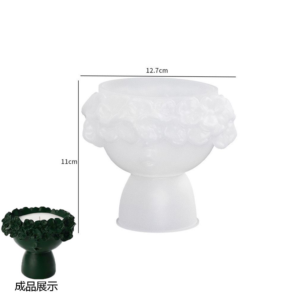 Lady Flower Face Candle Jar Silicone Mold b01
