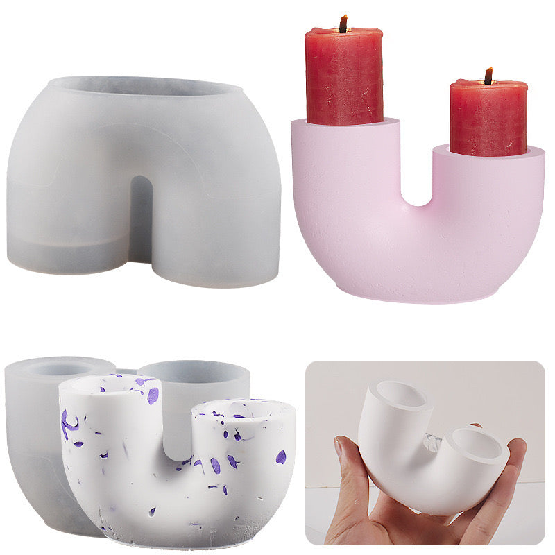 U-Shape Candle Holder Silicone Mold a012