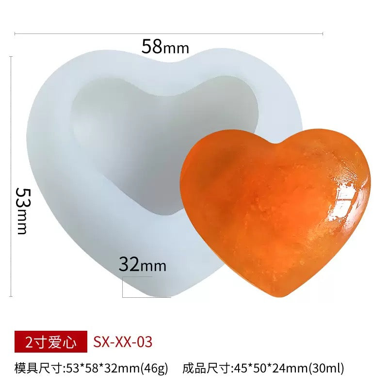 Smooth Heart Candle Silicone Mold h05
