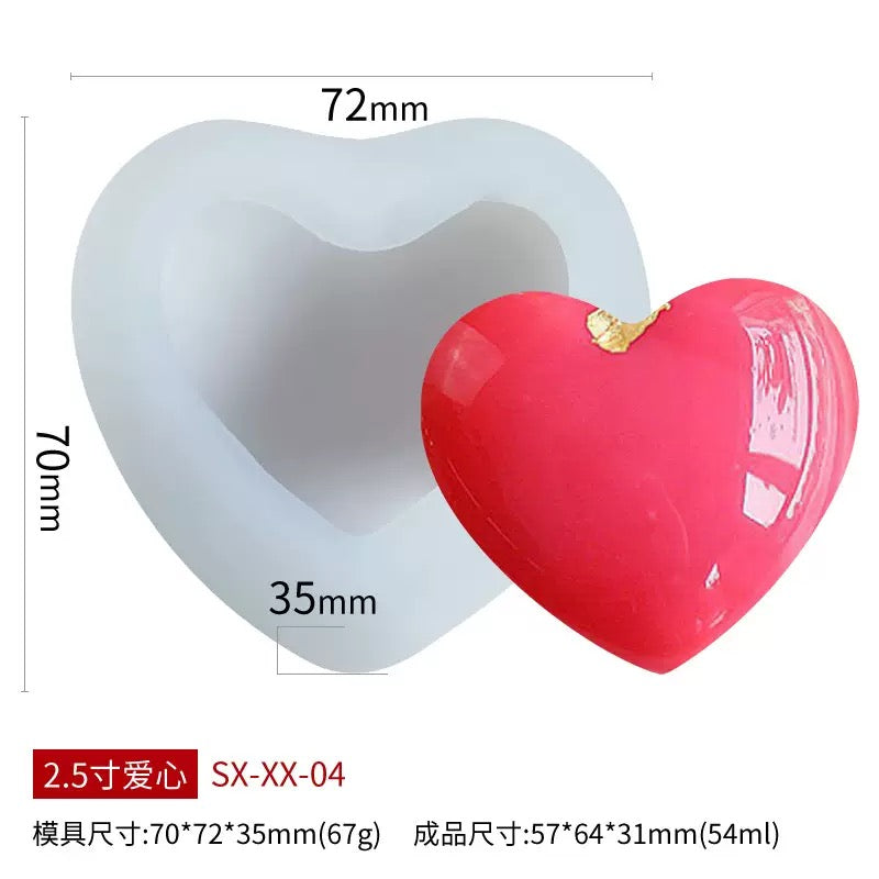 Smooth Heart Candle Silicone Mold h05