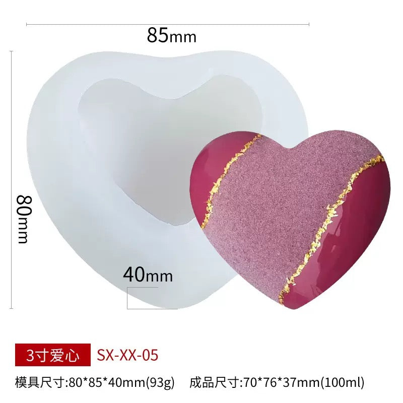 Smooth Heart Candle Silicone Mold h05