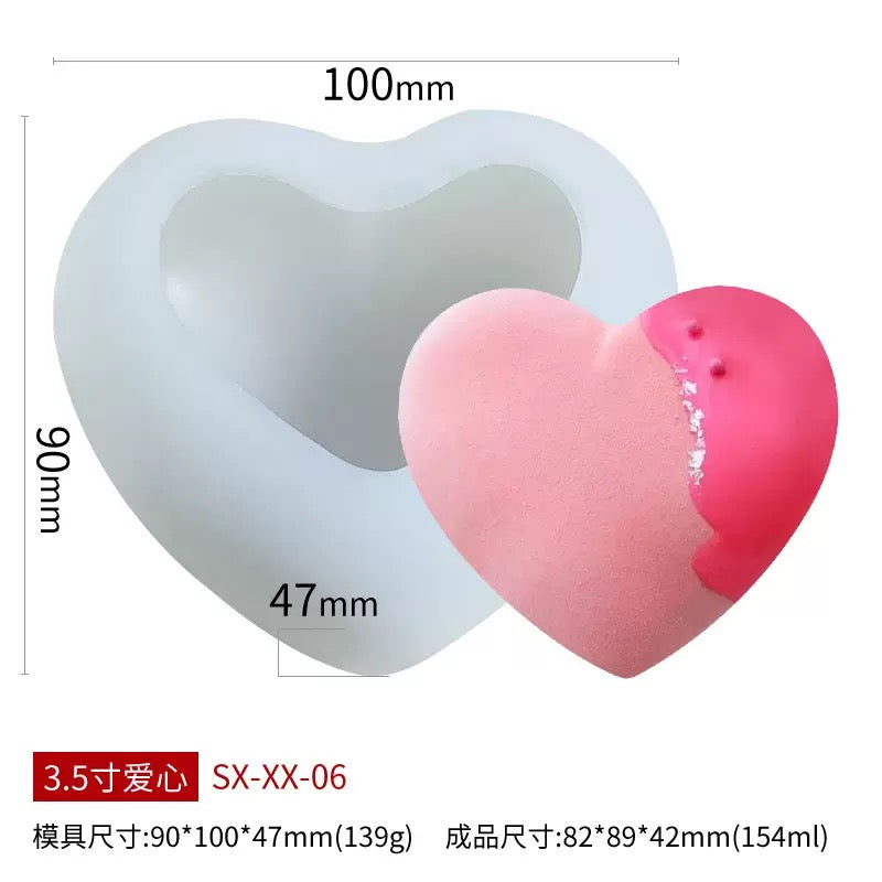 Smooth Heart Candle Silicone Mold h05