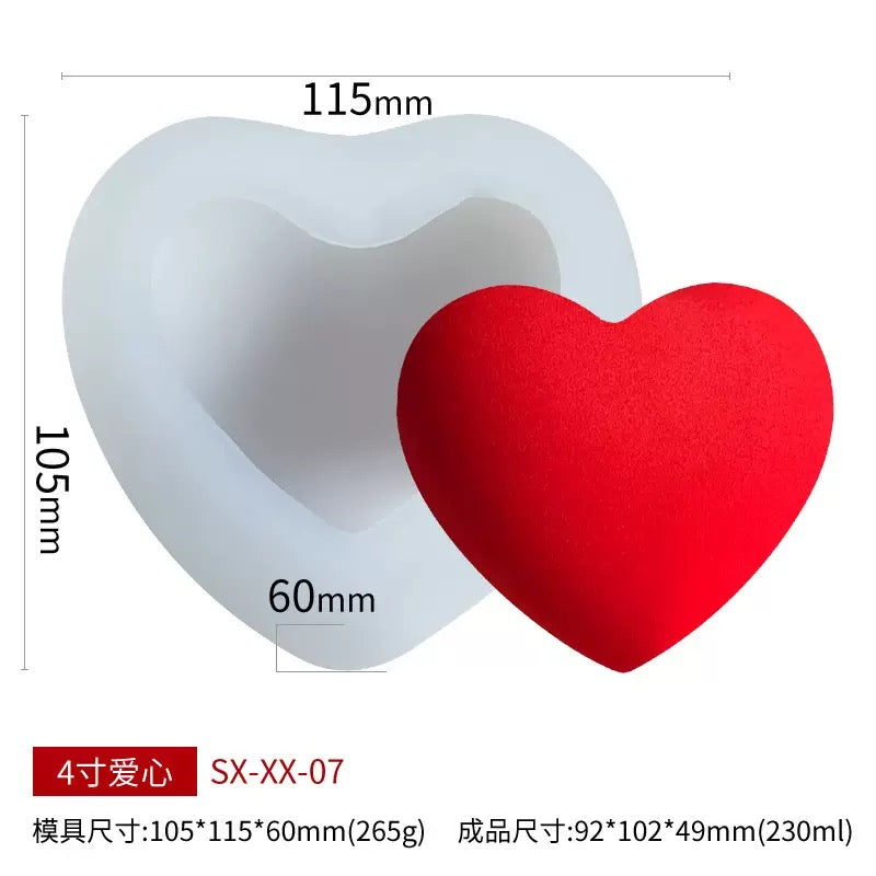 Smooth Heart Candle Silicone Mold h05