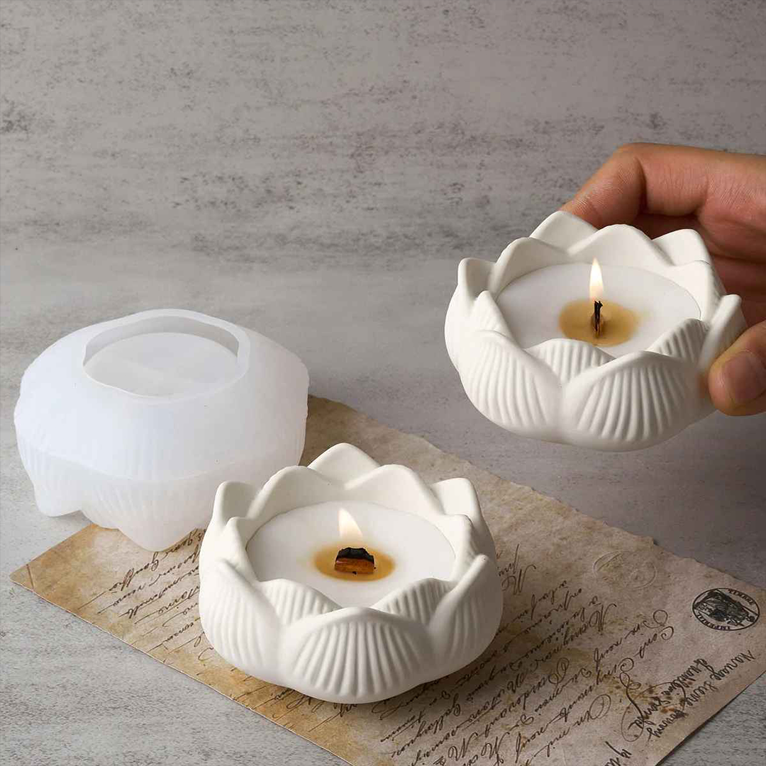 Lotus Candle Silicone Jar Mold a015