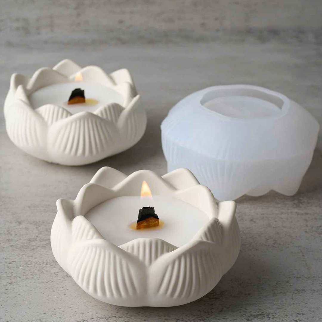 Lotus Candle Silicone Jar Mold a015